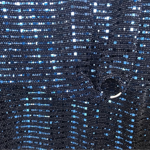 Enfocus Studio Dress Sequin Blue Sz8 Knee Length Fit/Flare V Neck Sleeveless - Picture 7 of 10